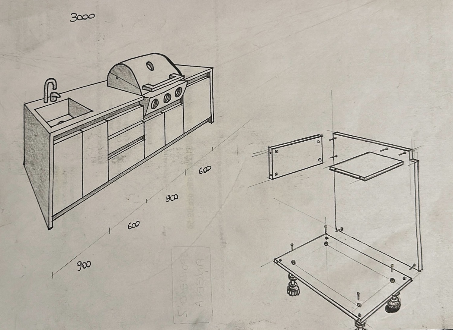 Technical sketch – outdoor kitchen design